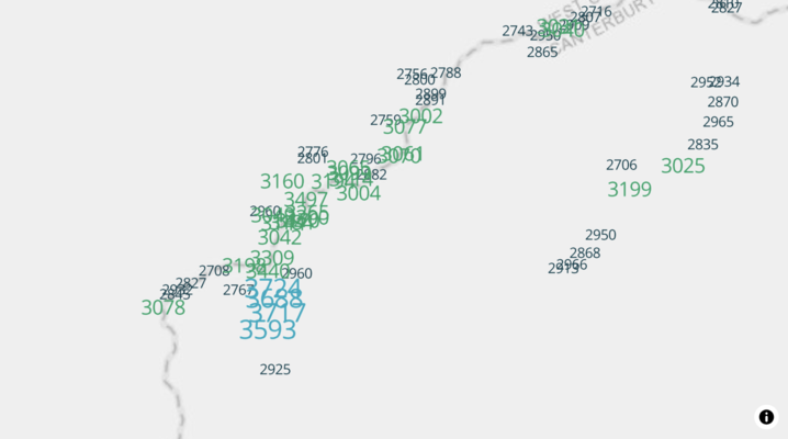 Adding descriptive text or data attributes to the map, based on coordinates.